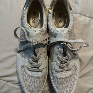 Michael Kors Gray and White Logo Sneakers